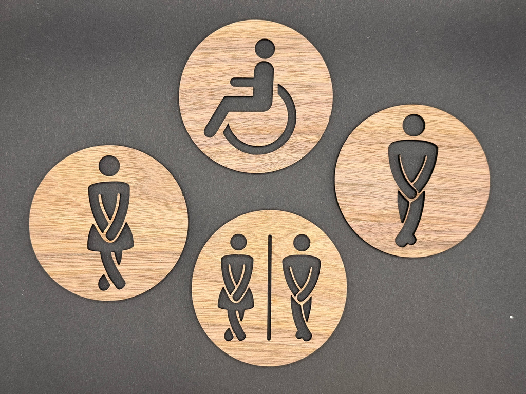 Holz-Toilettenschilder „Dringend!“-Design – WC-Schilder für Damen, Herren & Unisex