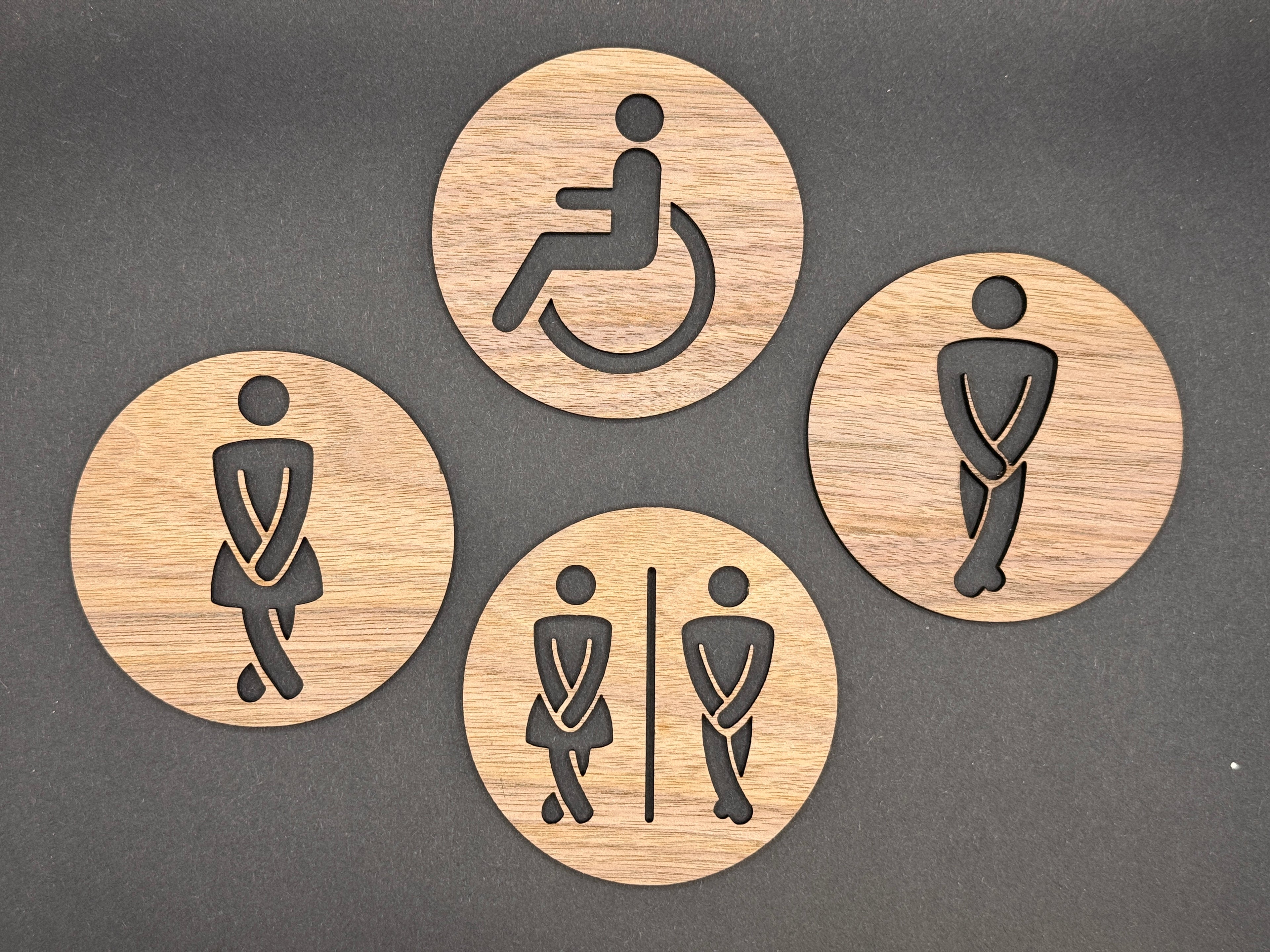 Holz-Toilettenschilder „Dringend!“-Design – WC-Schilder für Damen, Herren & Unisex