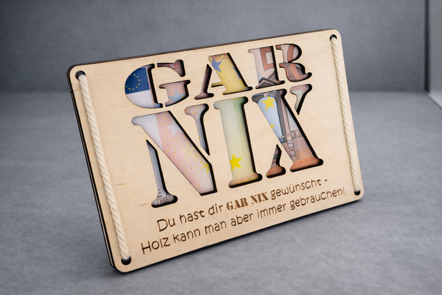 Geschenkkarte „GAR NIX“ aus Holz – originelles Geschenk
