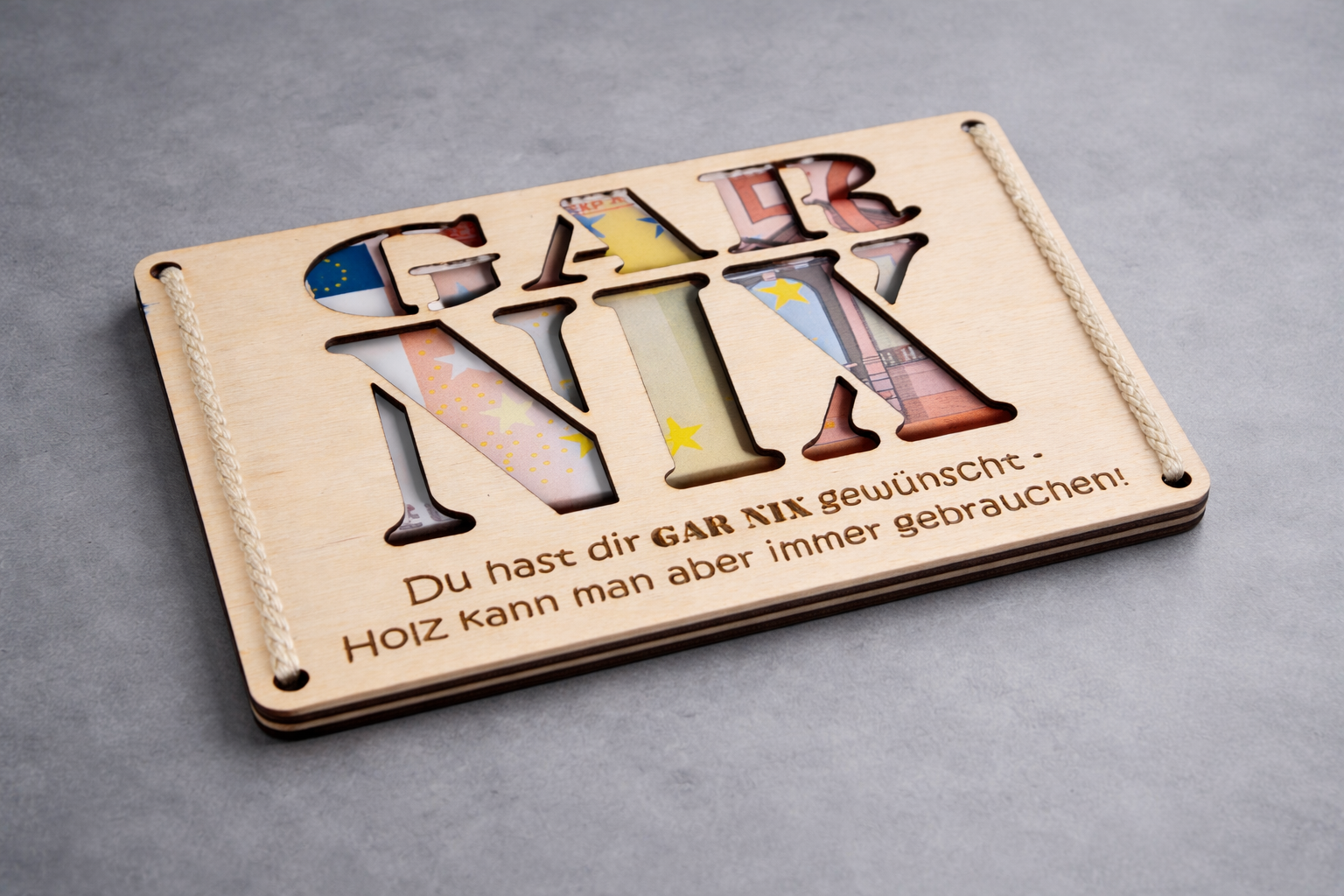 Geschenkkarte „GAR NIX“ aus Holz – originelles Geschenk