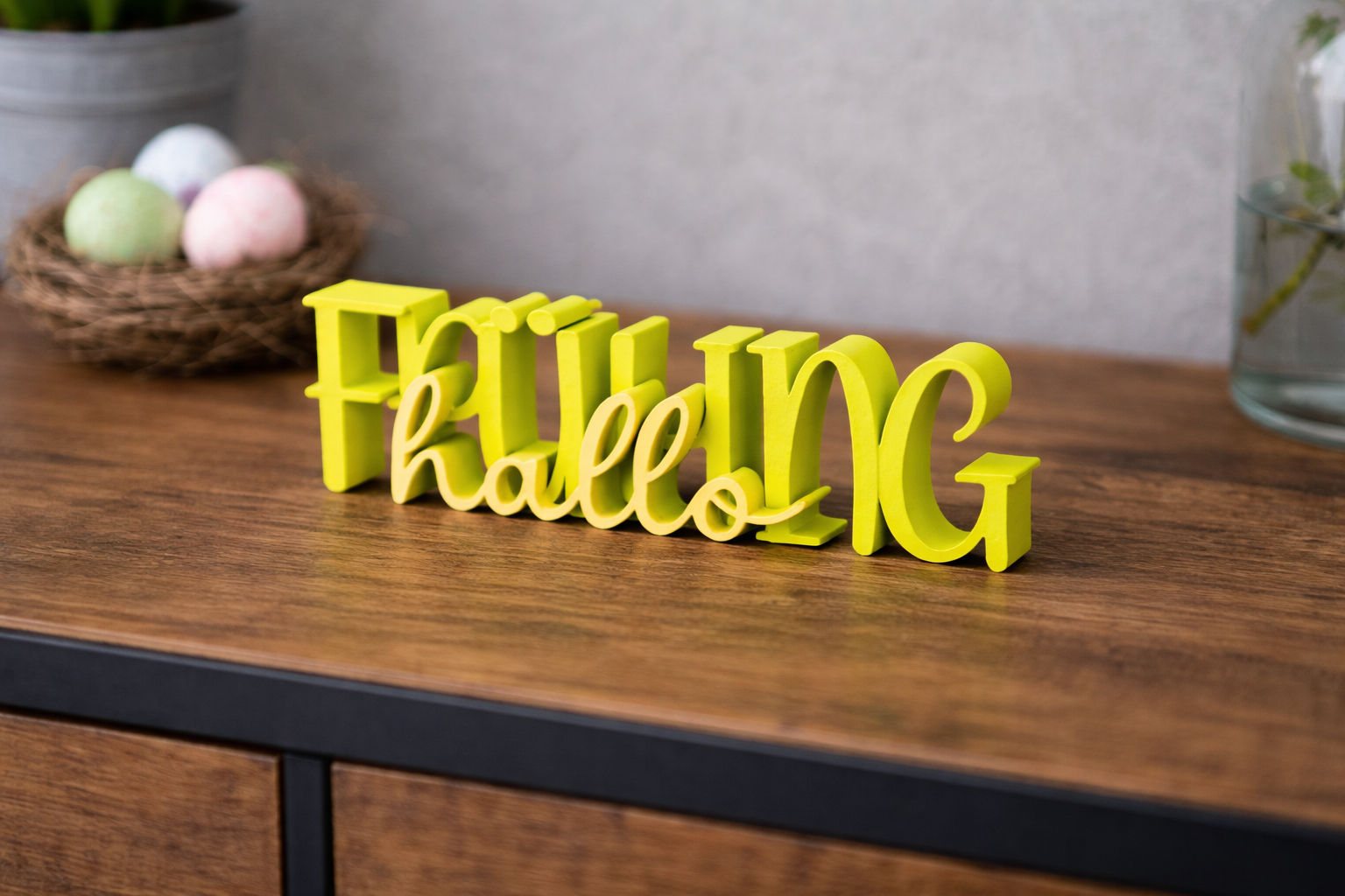 Hallo Frühling Deko Schriftzug – Moderne Frühlingsdekoration